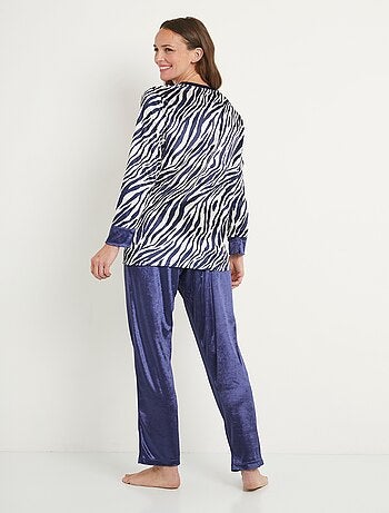 Pyjama chaud col rond velours peau de bête