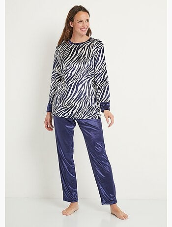 Pyjama chaud col rond velours peau de bête