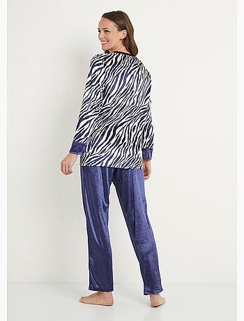 Pyjama chaud col rond velours peau de bête