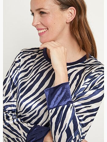 Pyjama chaud col rond velours peau de bête