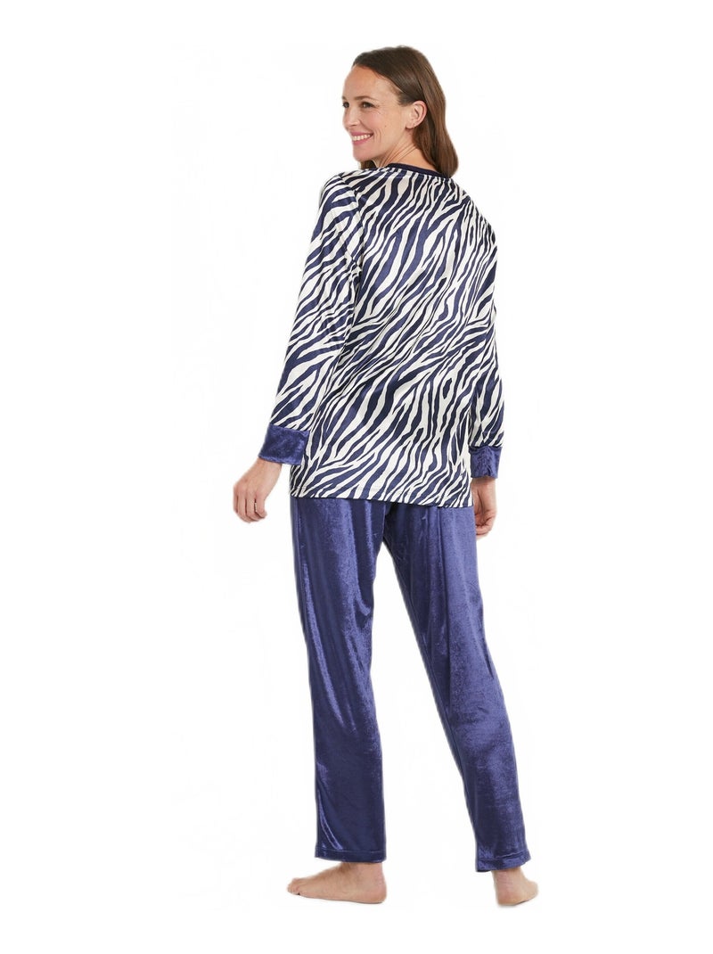 Pyjama chaud col rond velours peau de bête Multicolore - Kiabi