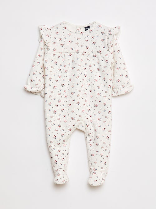 Pyjama chaud doublé avec volants aux épaules - Kiabi