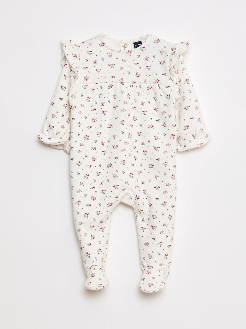 Pyjama chaud doublé avec volants aux épaules Blanc - Kiabi