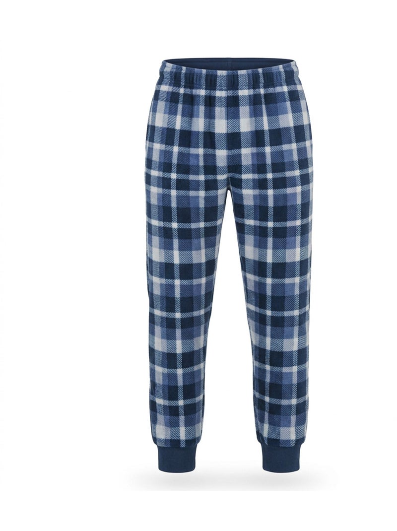 Pyjama chaud en polaire et flanelle Bleu marine - Kiabi