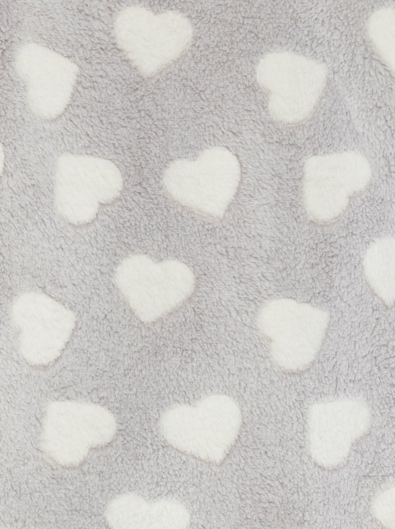 Pyjama chaud imprimé coeur - 2 pièces Gris/blanc - Kiabi