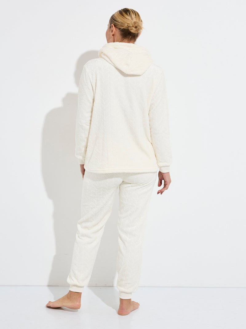Pyjama chaud polaire avec haut sweat - AFIBEL Blanc - Kiabi