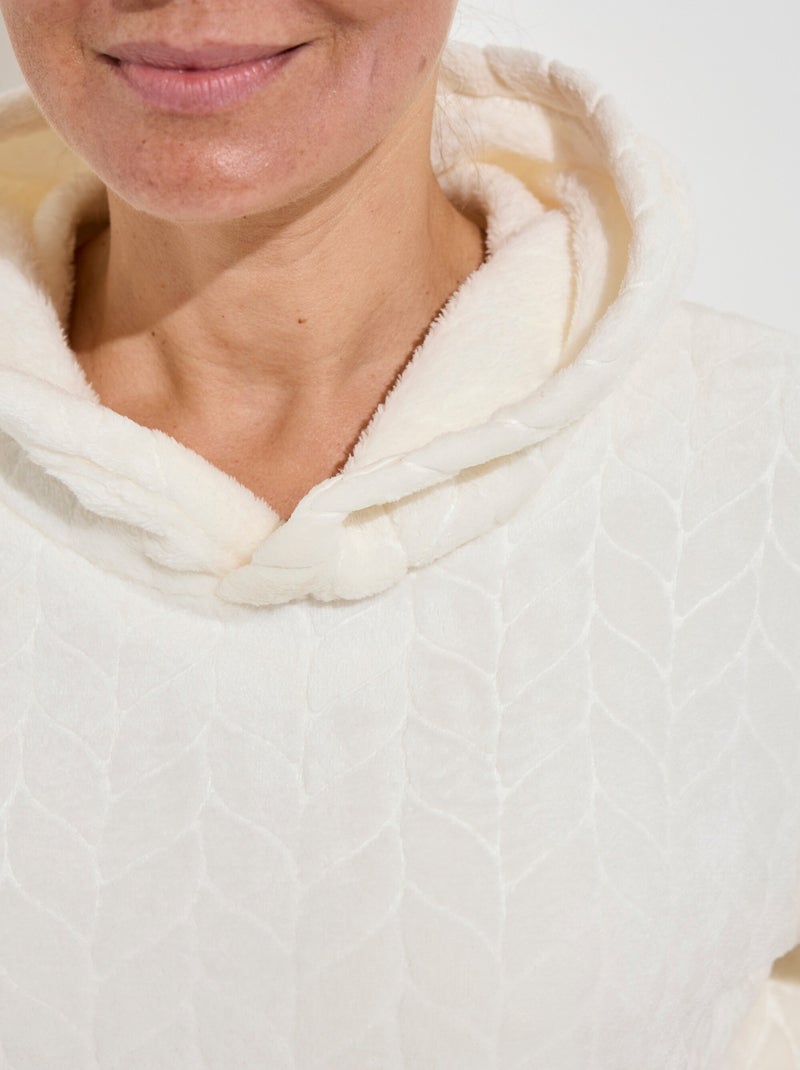 Pyjama chaud polaire avec haut sweat - AFIBEL Blanc - Kiabi