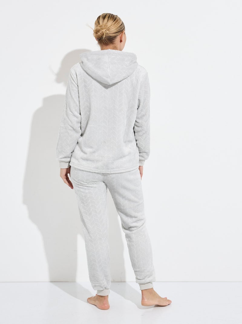 Pyjama chaud polaire avec haut sweat - AFIBEL Gris - Kiabi