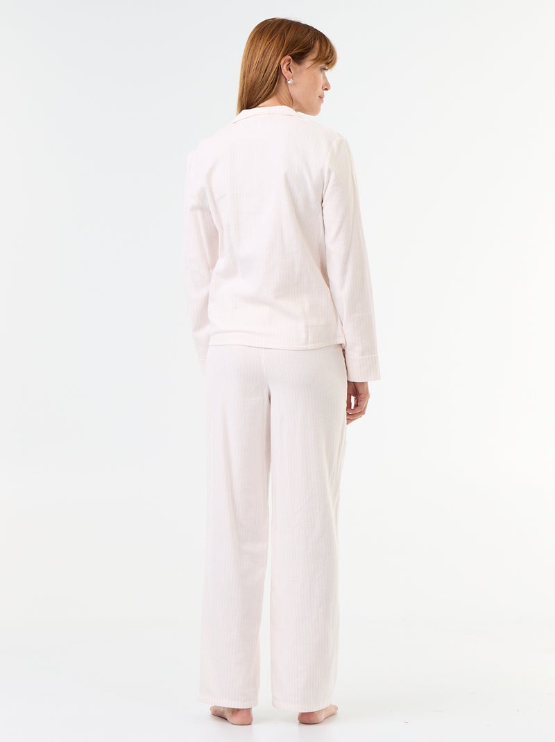 Pyjama chemise + pantalon à motif - 2 pièces Blanc - Kiabi