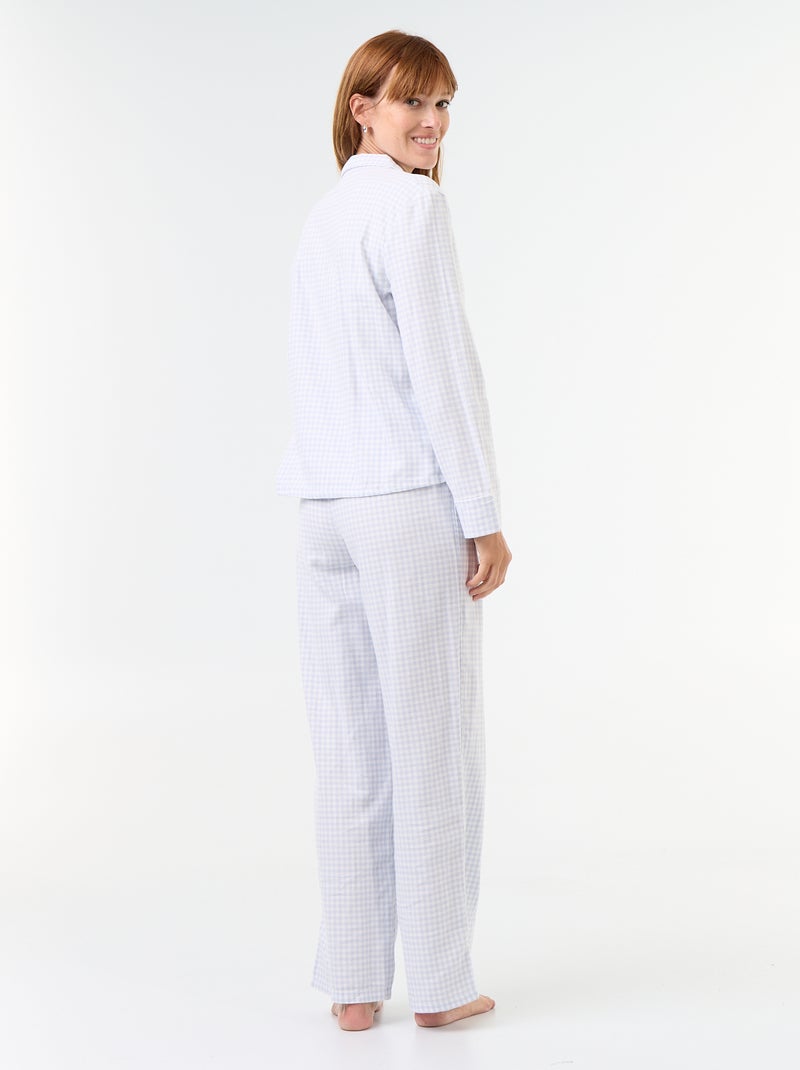 Pyjama chemise + pantalon à motif - 2 pièces Bleu - Kiabi