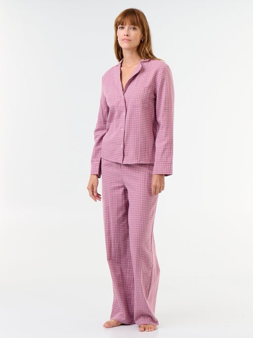 Pyjama chemise + pantalon à motif - 2 pièces - Kiabi