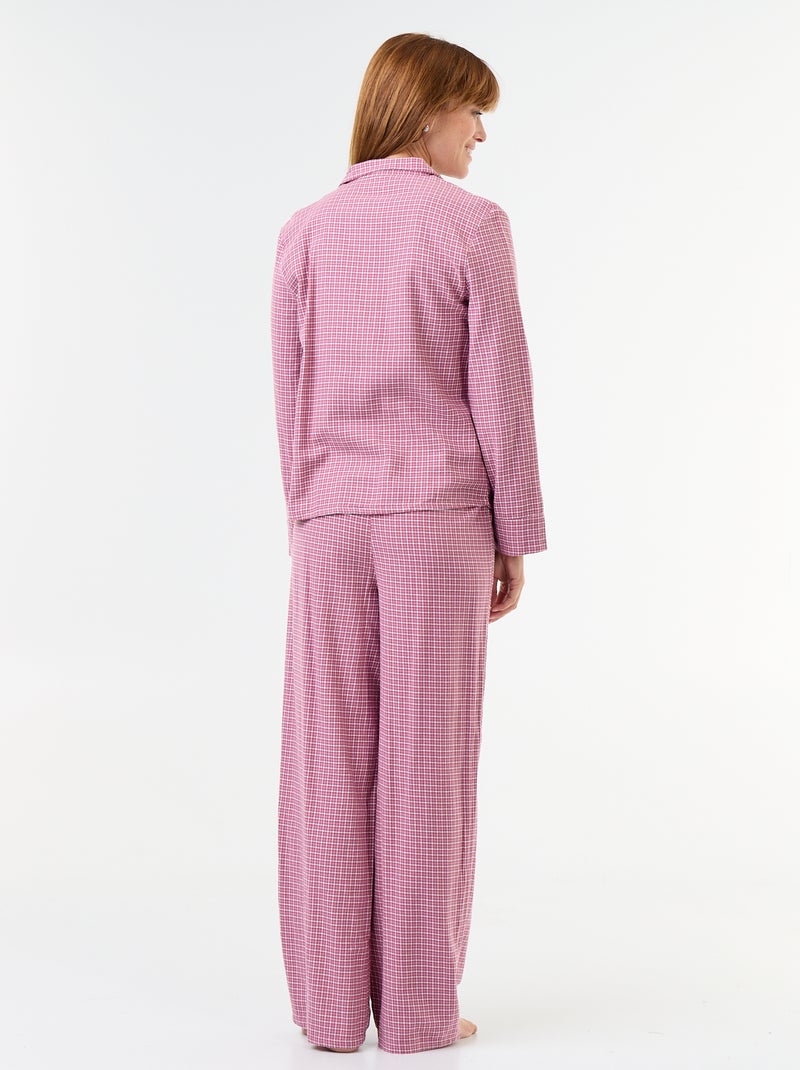 Pyjama chemise + pantalon à motif - 2 pièces Rose - Kiabi