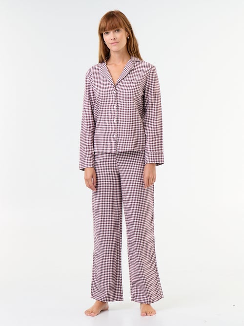Pyjama chemise + pantalon à motif - 2 pièces - Kiabi
