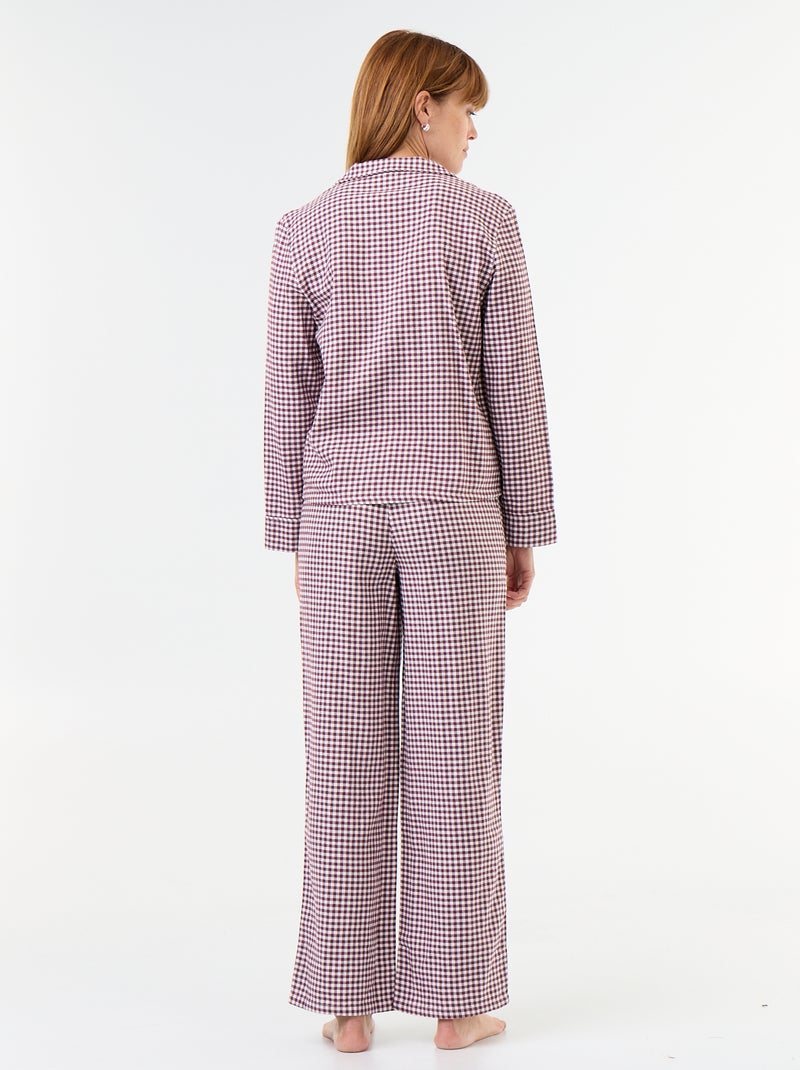 Pyjama chemise + pantalon à motif - 2 pièces Rouge - Kiabi