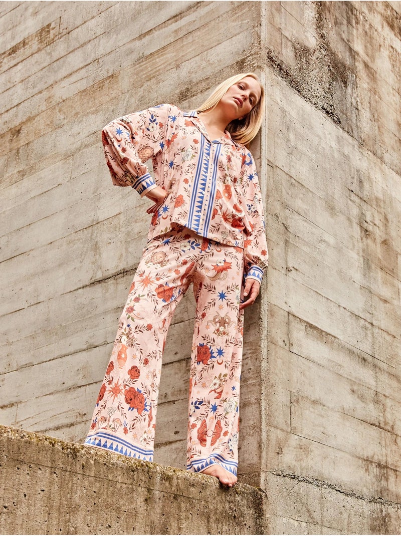 Pyjama chemisier imprimé zodiacal Multicolore - Kiabi