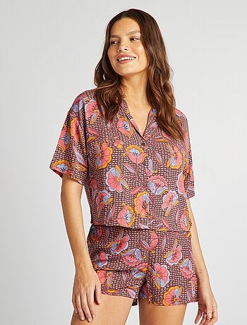 Pyjama chemisier + short - imprimé wax