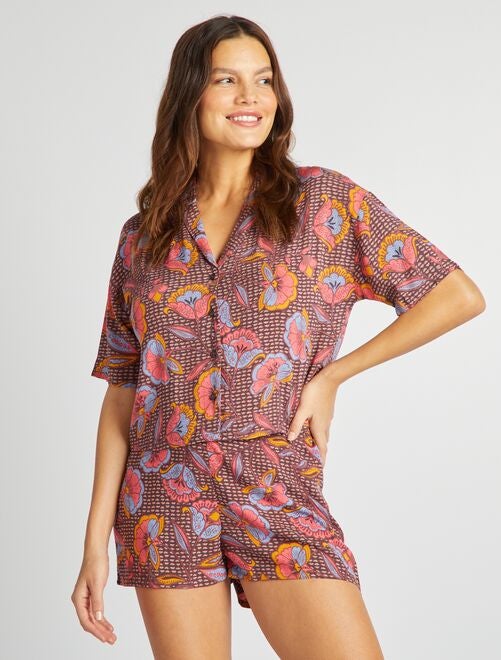Pyjama chemisier + short - imprimé wax - Kiabi