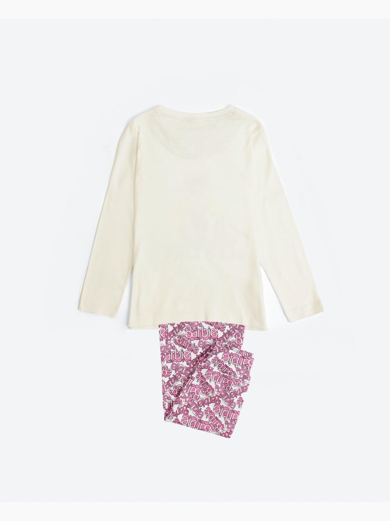 Pyjama chic à manches longues BARBIE pour fille Ecru - Kiabi