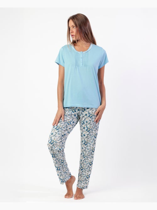 Pyjama classique à manches courtes en cachemire pour femme ADMAS CLASSIC - Kiabi Pyjama classique à manches courtes en cachemire pour femme ADMAS CLASSIC - Kiabi