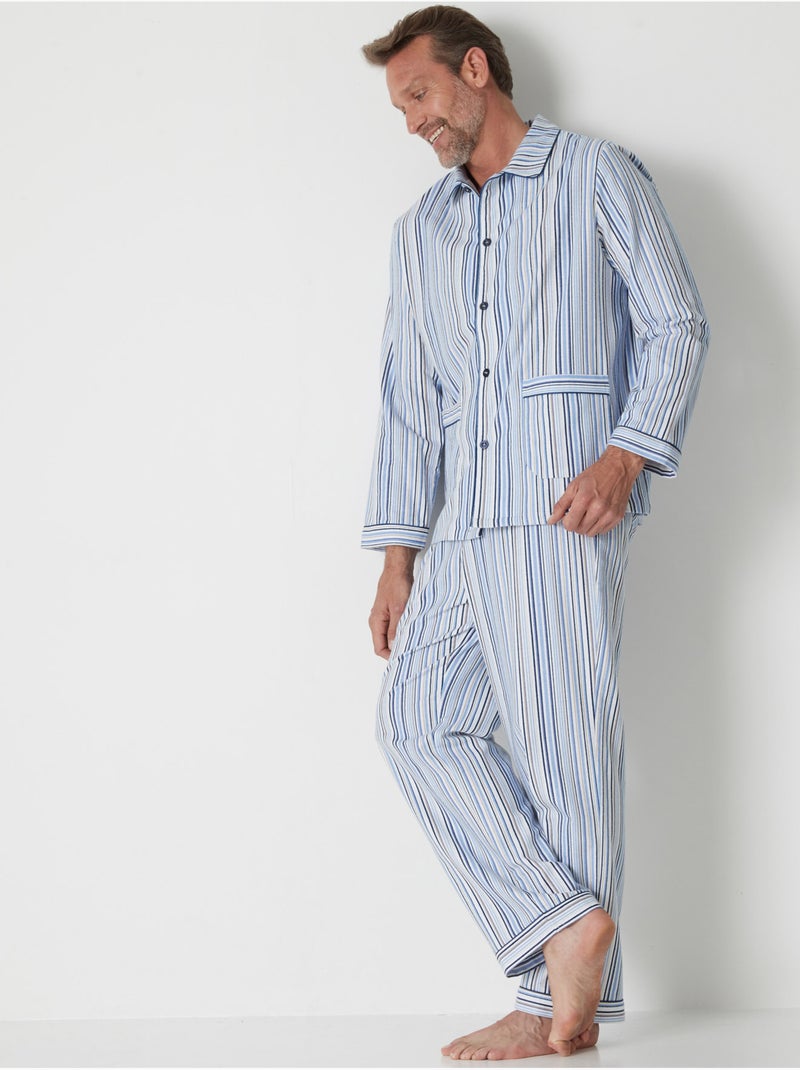 Pyjama classique flanelle pur coton - DAXON Bleu ciel - Kiabi