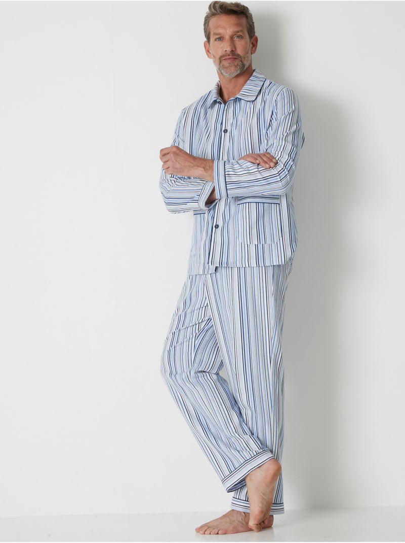 Pyjama classique flanelle pur coton - DAXON Bleu ciel - Kiabi