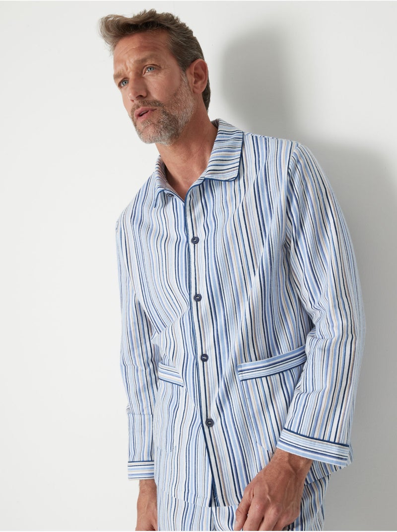 Pyjama classique flanelle pur coton - DAXON Bleu ciel - Kiabi