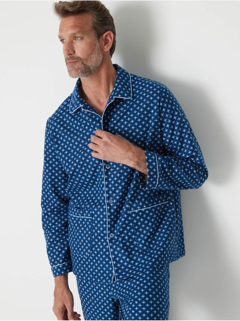 Pyjama classique flanelle pur coton - DAXON Marine/Multicolore - Kiabi