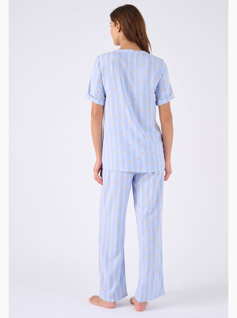 Pyjama Climatyl en pure viscose - Damart Bleu - Kiabi