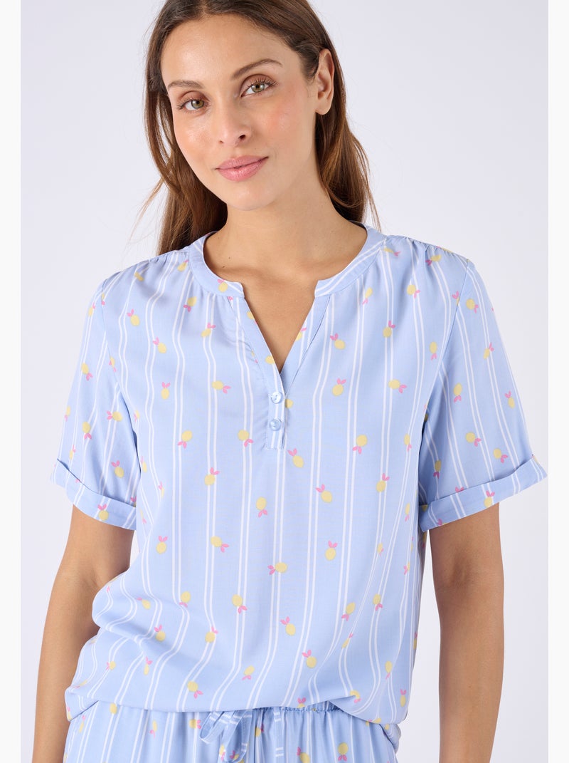 Pyjama Climatyl en pure viscose - Damart Bleu - Kiabi