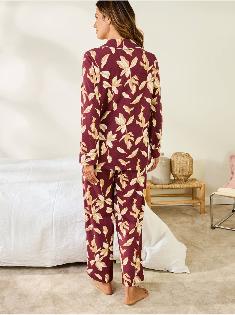 Pyjama col tailleur imprimé - daxon Marron/Multicolore - Kiabi