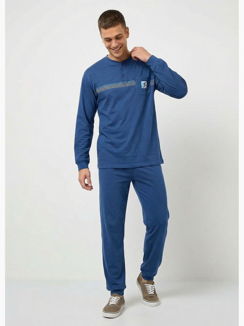 Pyjama col tunisien jersey coton bas resserrés - Afibel - Kiabi