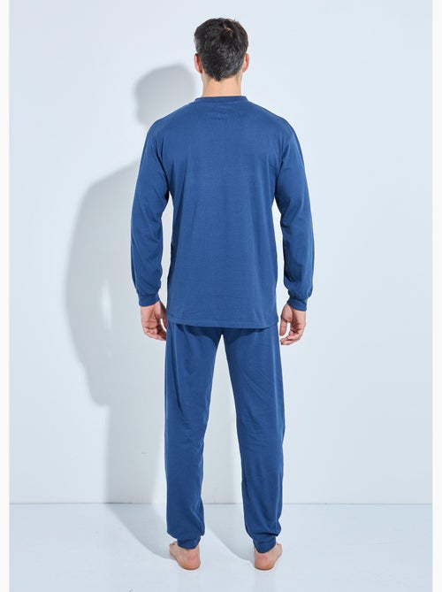 Pyjama col tunisien jersey coton bas resserrés - Afibel - Kiabi