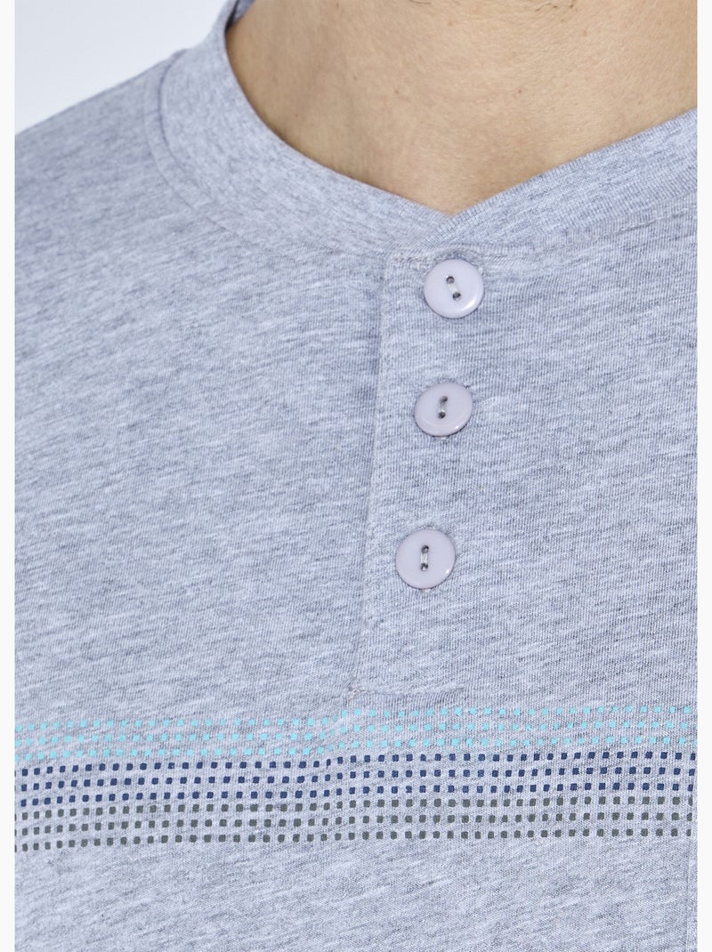 Pyjama col tunisien jersey coton bas resserrés - Afibel Gris - Kiabi