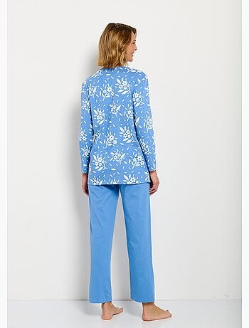 Pyjama col V boutonné coton manches longues - Afibel