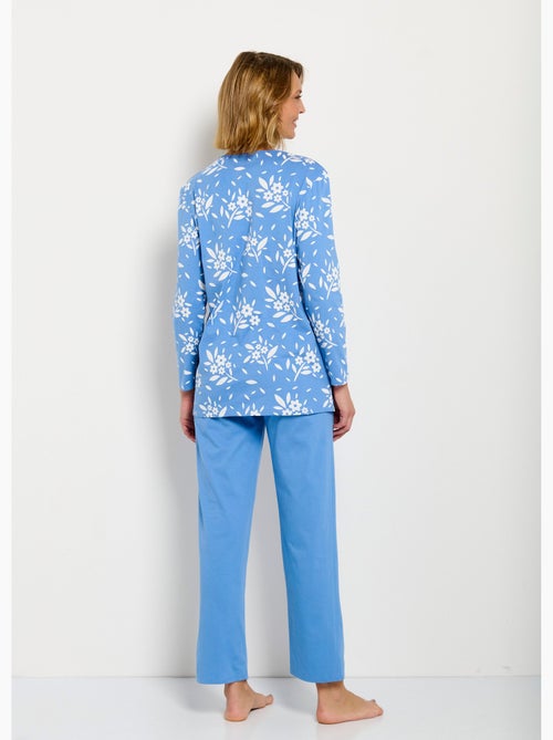 Pyjama col V boutonné coton manches longues - Afibel - Kiabi