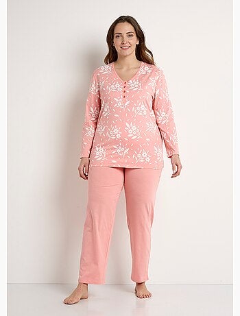 Pyjama col V boutonné coton manches longues - Afibel