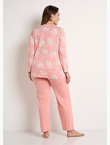 Pyjama col V boutonné coton manches longues - Afibel