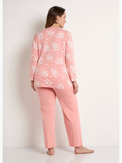 Pyjama col V boutonné coton manches longues - Afibel - Kiabi