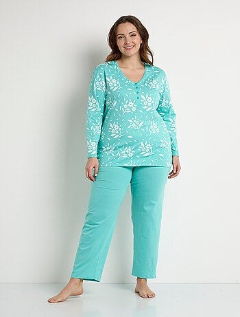 Pyjama col v boutonné coton manches longues - afibel