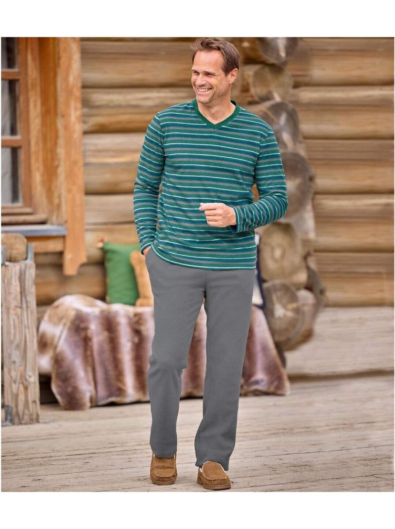 Pyjama Col V En Micropolaire Winter - ATLAS FOR MEN Bleu Gris - Kiabi