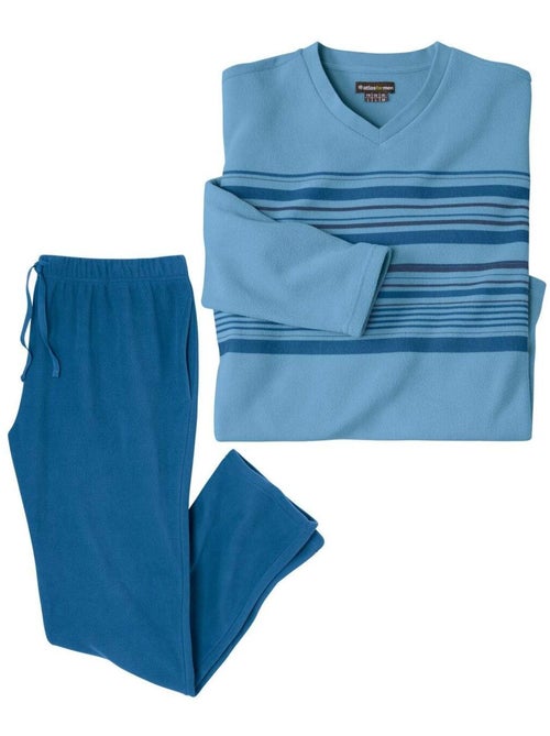 Pyjama Col V Polaire Blue Winter  - ATLAS FOR MEN - Kiabi