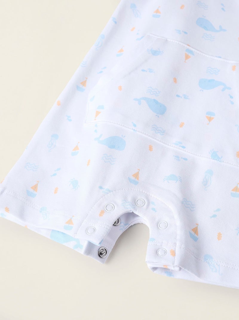 Pyjama Combi-short avec Motif Blanc - Kiabi