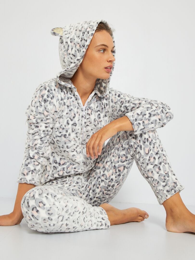 Pyjama combinaison 'chat' - gris - Kiabi - 24.00€