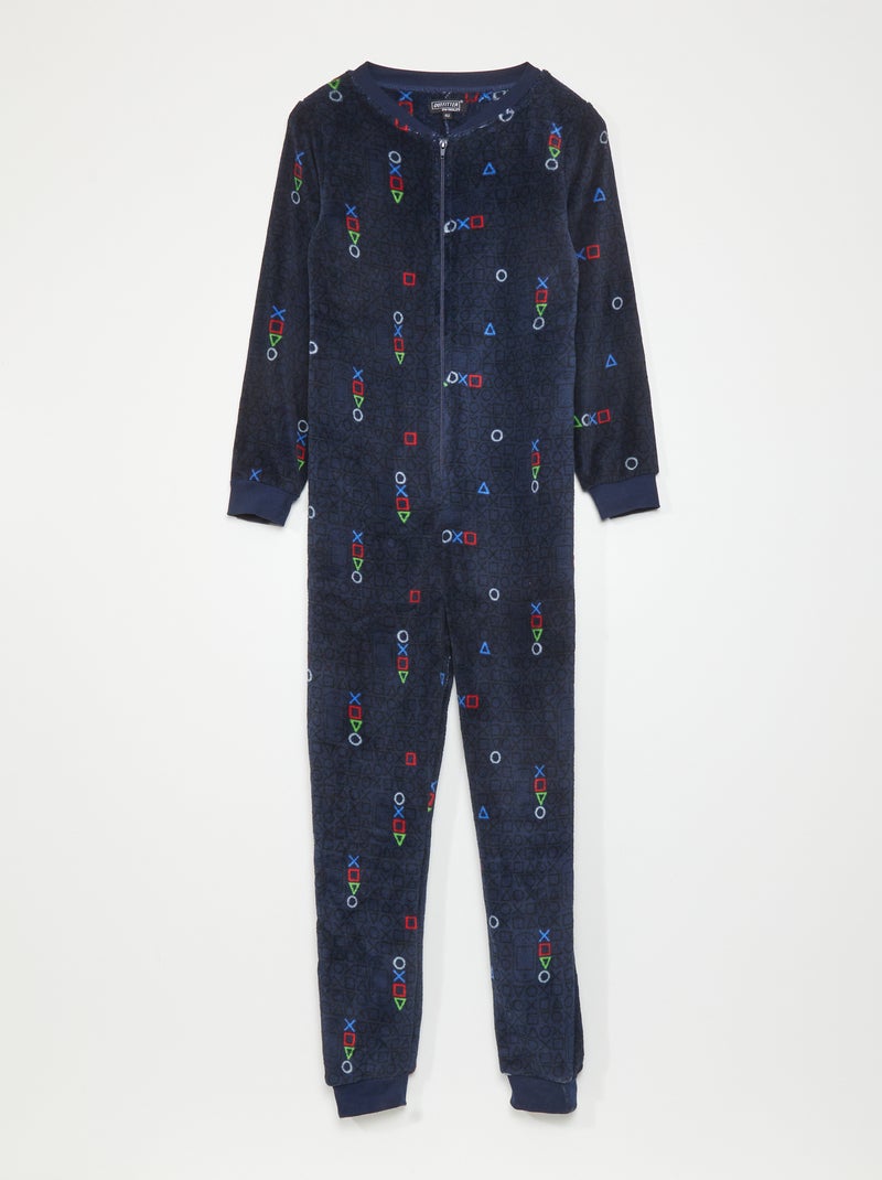 Pyjama combinaison 'gamer' Bleu marine - Kiabi