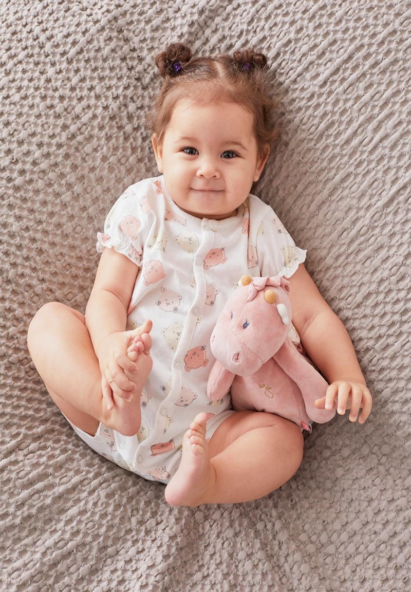 Pyjama combishort iconique en coton BIO, rose/écru - Noukie's Rose - Kiabi