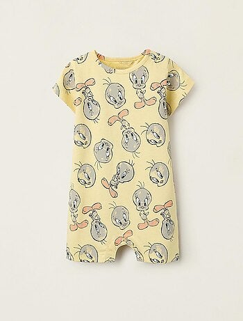 Pyjama-combishort jaune pour bébé manches courtes WARNER TWEETY