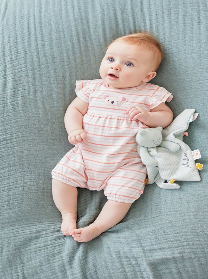 Pyjama combishort rayé en coton BIO, clair Rose - Kiabi