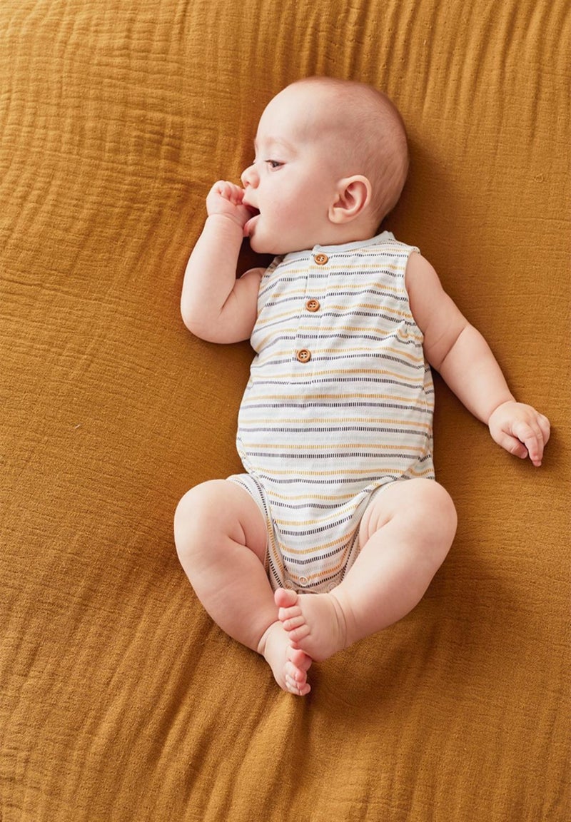 Pyjama combishort rayé en coton BIO, tricolore - Noukie's Blanc - Kiabi