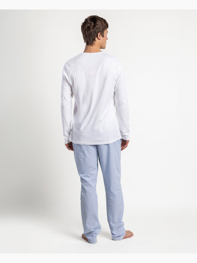 Pyjama compact en popeline à manches longues pour homme ADMAS HOME Blanc - Kiabi
