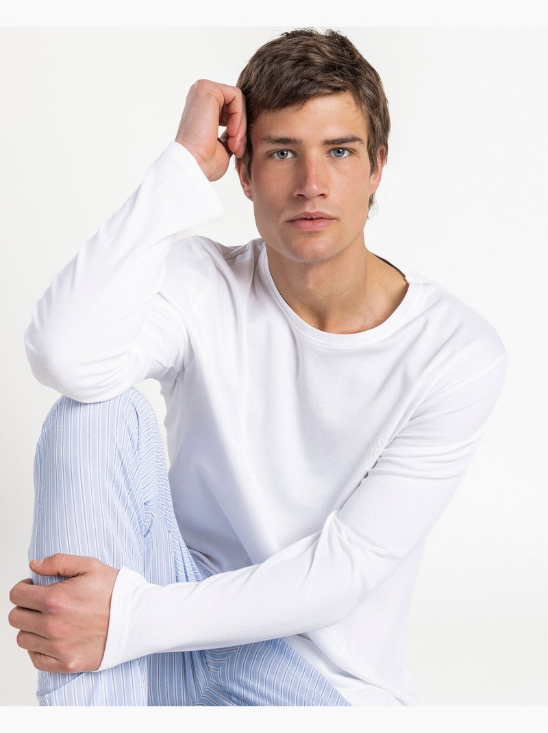 Pyjama compact en popeline à manches longues pour homme ADMAS HOME Blanc - Kiabi